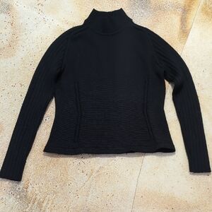 Bogner | Black Wool Blend Turtleneck Knit Sweater Minimalist Size 8/M